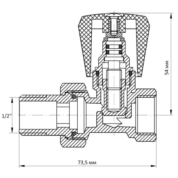 Вентиль прямий 1/2x1/2 "антіпротічка" Koer KR.903-Gi Вентиль прямий 1/2x1/2 "антіпротічка" Koer KR.903-Gi