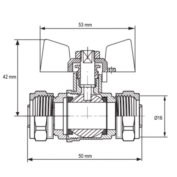Кран кульовий Koer Wing 16x16 (KR.353) Кран кульовий Koer Wing 16x16 (KR.353)