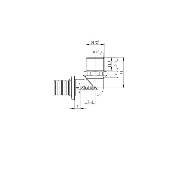 Кутник перехідний із ЗР Koer KA.L06M-20 - 20(2.8mm) x 1/2"M Кутник перехідний із ЗР Koer KA.L06M-20 - 20(2.8mm) x 1/2"M