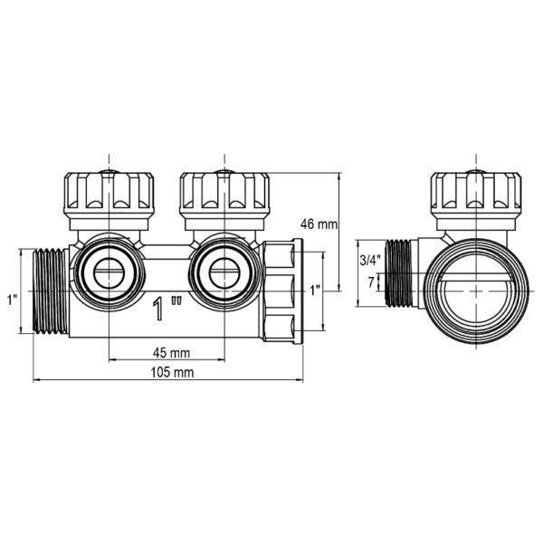 Колектор для теплої підлоги Koer KR.1127-4 - 1"x4 - 3/4 Ways (євроконус-площина) Колектор для теплої підлоги Koer KR.1127-4 - 1"x4 - 3/4 Ways (євроконус-площина)