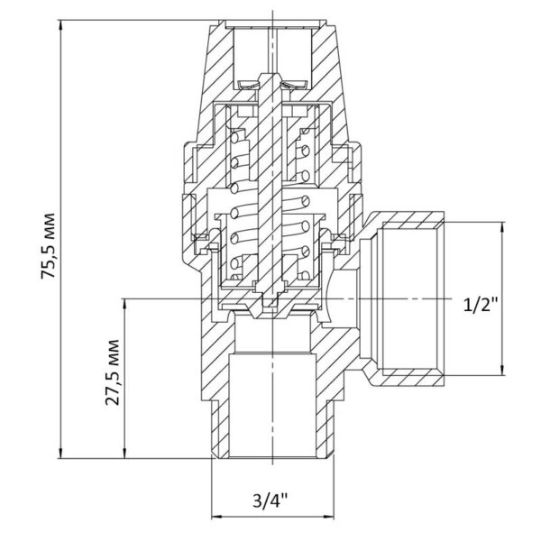 Клапан запобіжний ВЗ 1/2"х3/4" Koer KR.1261 (6 бар) Клапан запобіжний ВЗ 1/2"х3/4" Koer KR.1261 (6 бар)