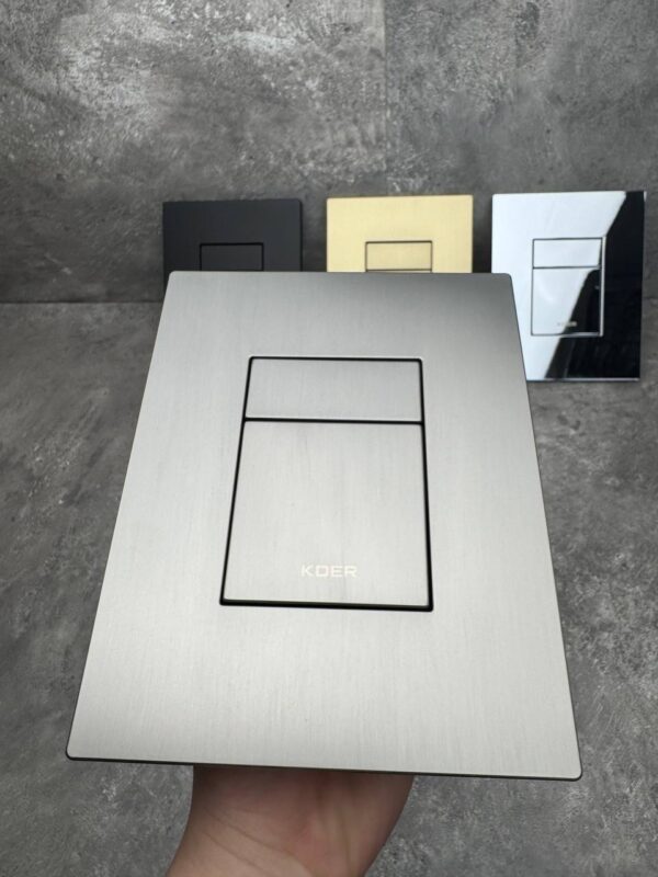 Панель змиву KOER KT-0607-07 157x198x3mm пластикова, кнопка квадратна (колір графіт) Панель змиву KOER KT-0607-07 157x198x3mm пластикова, кнопка квадратна (колір графіт)