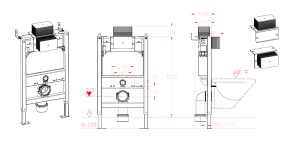 Інсталяція для підвісного унітазу KOER KT-0403 500x165x820mm (без панелі змиву) Інсталяція для підвісного унітазу KOER KT-0403 500x165x820mm (без панелі змиву)