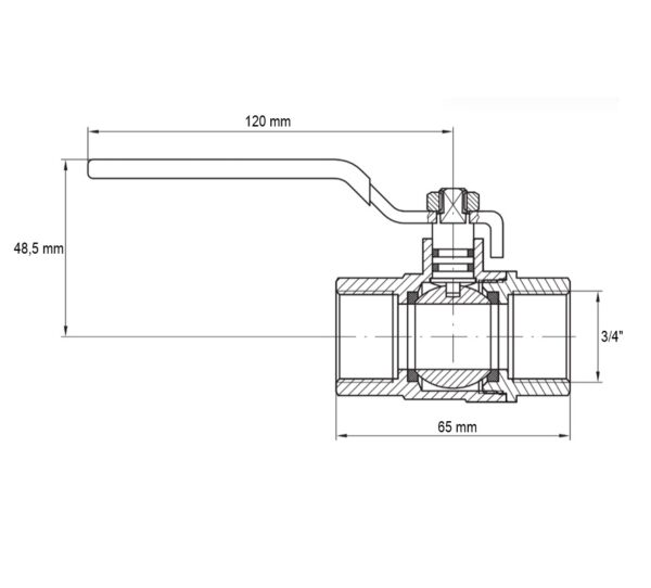 Кран кульовий Koer KG.204 - 3/4" FF ГГВ (газ)