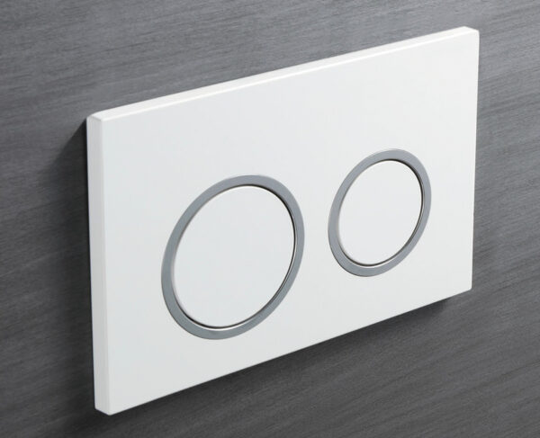 Панель змиву KOER KT-0605-03 220x140x12mm пластикова, кнопка кругла (колір білий) Панель змиву KOER KT-0605-03 220x140x12mm пластикова, кнопка кругла (колір білий)