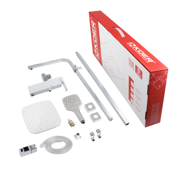 Душова колона зі змішувачем KOER KB-56009-04, 3 функціі (Колір хром+білий) Душова колона зі змішувачем KOER KB-56009-04, 3 функціі (Колір хром+білий)