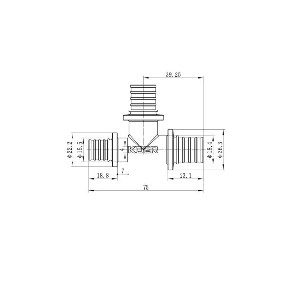 Трійник перехідний Koer KA.T20-20-16 - 20(2.8mm) x 20(2.8mm) x 16(2.2mm) Трійник перехідний Koer KA.T20-20-16 - 20(2.8mm) x 20(2.8mm) x 16(2.2mm)