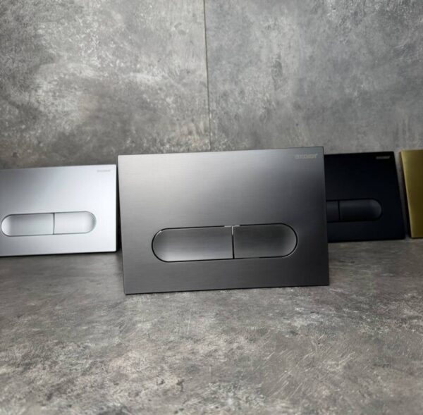Панель змиву KOER KT-0608-07 240x160x10mm пластикова, кнопка закруглена (колір графіт)