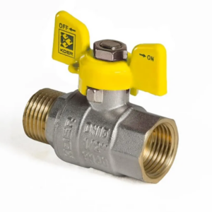 Кран кульовий KOER KR.218.G - 1/2" FM ГШМ YELLOW, ручка "метелик" жовта Кран кульовий KOER KR.218.G - 1/2" FM ГШМ YELLOW, ручка "метелик" жовта