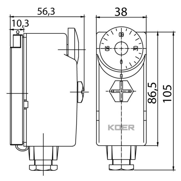 Термостат механічний накладний Koer KR.1351 (0…+90*C)