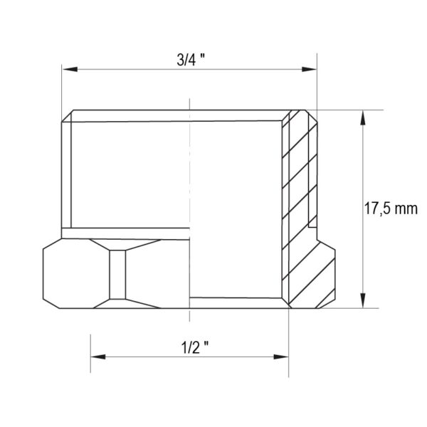 Футорка 1/2 "х3 / 4" Koer KF.F0608.WN без нікелю