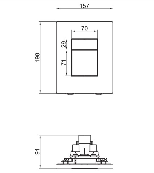 Панель змиву KOER KT-0607-07 157x198x3mm пластикова, кнопка квадратна (колір графіт) Панель змиву KOER KT-0607-07 157x198x3mm пластикова, кнопка квадратна (колір графіт)