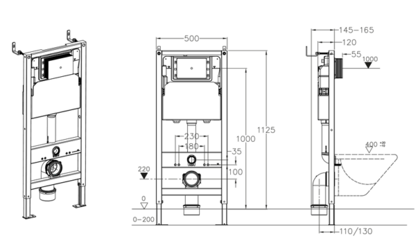 Інсталяція для підвісного унітазу KOER KT-0501-01 500x165x1125mm з панеллю змиву KT-0601-01 хром Інсталяція для підвісного унітазу KOER KT-0501-01 500x165x1125mm з панеллю змиву KT-0601-01 хром