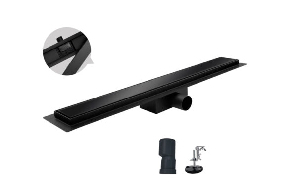 Душовий трап KOER FD08-70x700-GLASS BLACK з нержавіючої сталі SUS304 70x700мм зі скляною панеллю