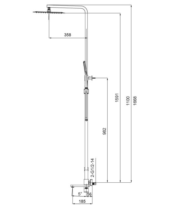 Душова колона зі змішувачем KOER KB-56010-01, 3 функції (Колір хром)