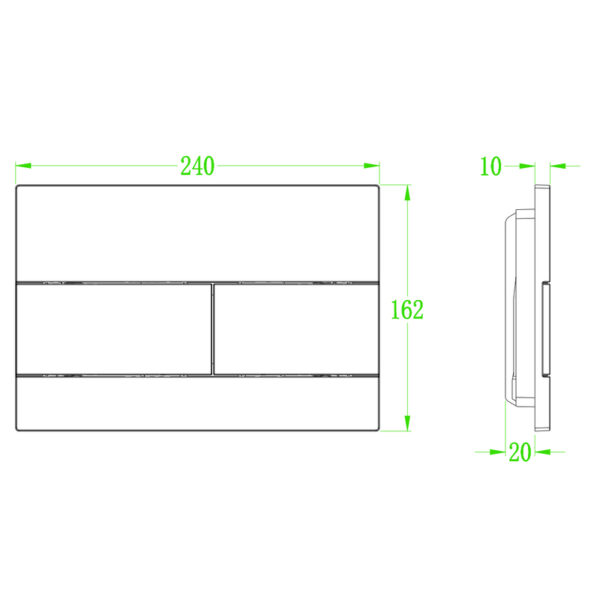 Панель змиву KOER KT-0603-07 240x160x10mm пластикова, кнопка лінійна (колір графіт) Панель змиву KOER KT-0603-07 240x160x10mm пластикова, кнопка лінійна (колір графіт)