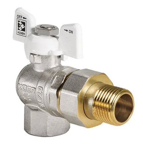 Кран з американкою 3/4" (Koer KR.228.W) кутовий білий Кран з американкою 3/4" (Koer KR.228.W) кутовий білий