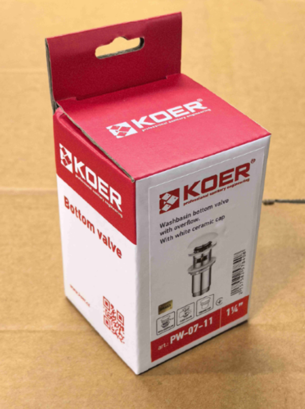 Донний клапан для раковини з переливом KOER PW-07-11 автоматичний 1 1/4'' Донний клапан для раковини з переливом KOER PW-07-11 автоматичний 1 1/4''