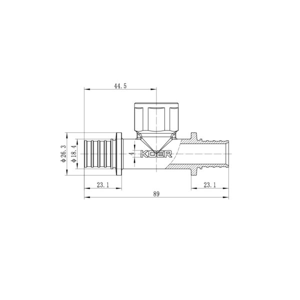 Трійник перехідний з ВР Koer KA.T20-06F-20 - 20(2.8mm) x 1/2"F x 20(2.8mm)