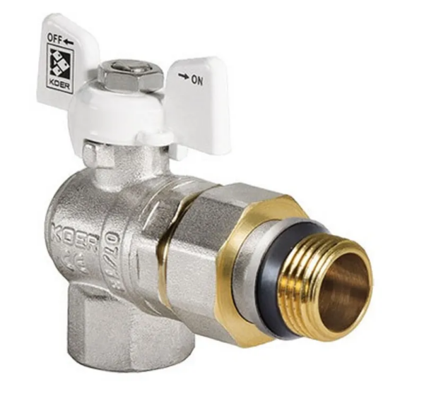 Кран з американкою 3/4" "антіпротечка"(Koer KR.228.W-Gi) кутовий білий Кран з американкою 3/4" "антіпротечка"(Koer KR.228.W-Gi) кутовий білий