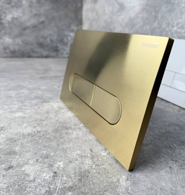 Панель змиву KOER KT-0608-12 240x160x10mm пластикова, кнопка закруглена (колір матове золото)