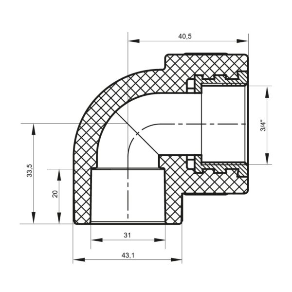Кут ВР 32x3/4F PPR Koer K0116.PRO