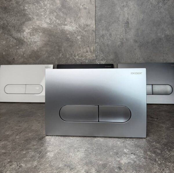 Панель змиву KOER KT-0608-14 240x160x10mm пластикова, кнопка закруглена (колір сатин)
