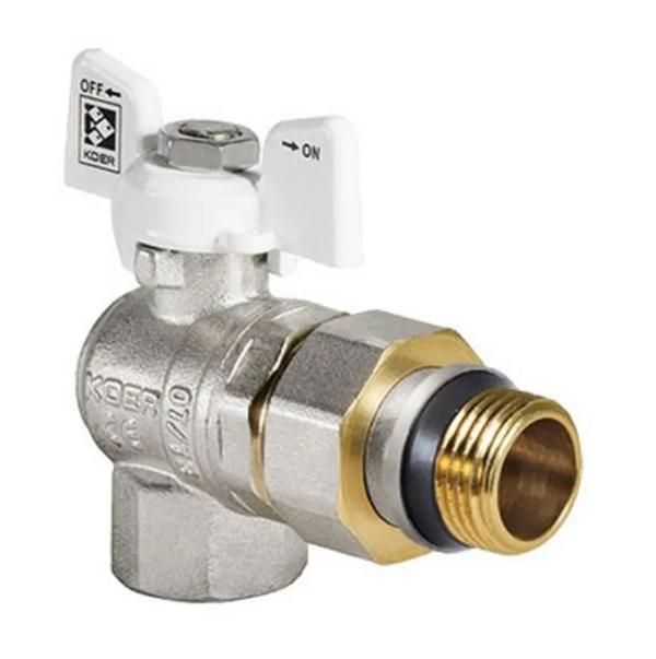Кран з американкою 1/2" "антіпротечка"(Koer KR.228.W-Gi) кутовий білий Кран з американкою 1/2" "антіпротечка"(Koer KR.228.W-Gi) кутовий білий