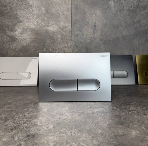 Панель змиву KOER KT-0608-14 240x160x10mm пластикова, кнопка закруглена (колір сатин)