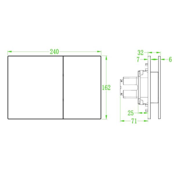 Панель змиву KOER KT-0610-12 240x160x32mm пластикова, кнопка квадратна (колір матове золото) Панель змиву KOER KT-0610-12 240x160x32mm пластикова, кнопка квадратна (колір матове золото)