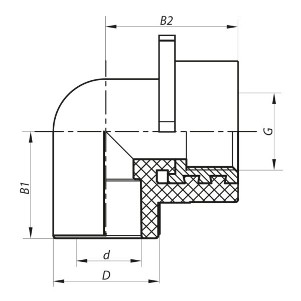 Кут інсталяційний для гіпсокартонних стін ВР 20x1/2F PPR Koer K0189.PRO Кут інсталяційний для гіпсокартонних стін ВР 20x1/2F PPR Koer K0189.PRO