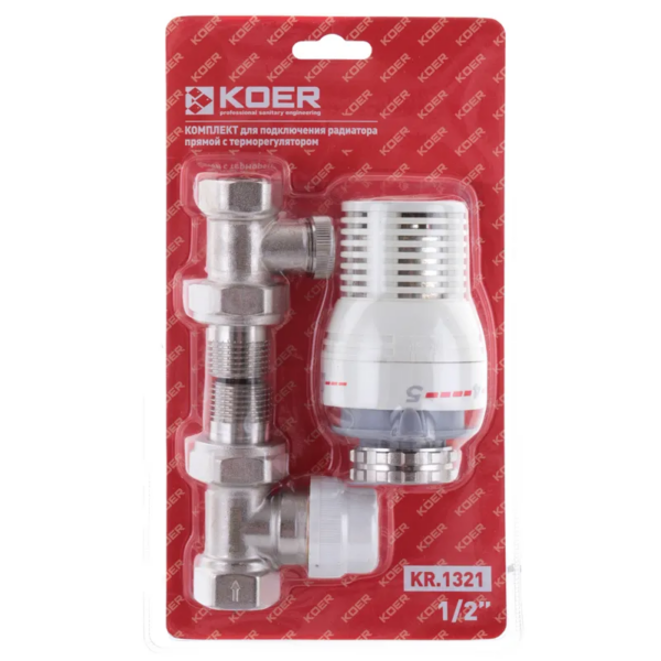 Комплект для підключення радіатора 1/2'' (прямий) з термоголовкою Koer KR.1321 Комплект для підключення радіатора 1/2'' (прямий) з термоголовкою Koer KR.1321