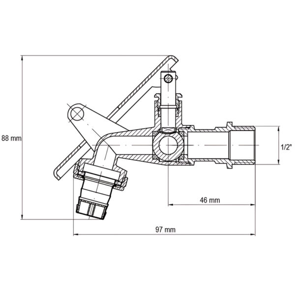 Кран поливу з вухом під замок Koer KR.249 - 1/2" Кран поливу з вухом під замок Koer KR.249 - 1/2"