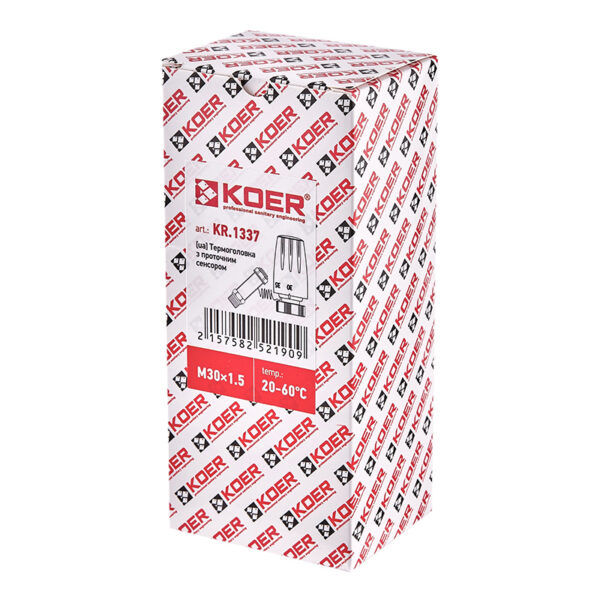 Термоголовка Koer KR.1337 - M30x1.5 з проточним сенсором Термоголовка Koer KR.1337 - M30x1.5 з проточним сенсором
