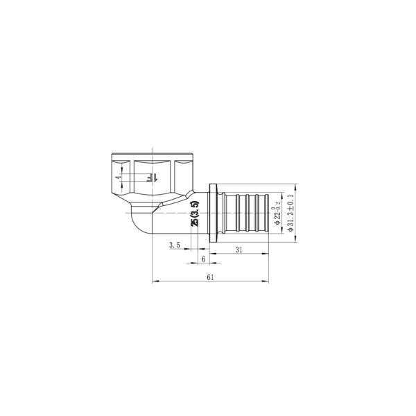 Кутник перехідний з ВР Koer KA.L10F-25 - 25(3.5mm) x 1"F