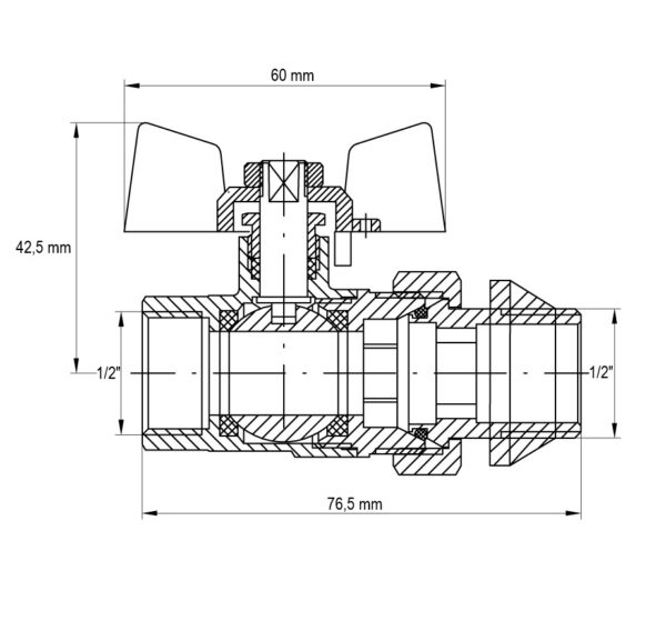 Кран з американкою 1/2" "антіпротечка" (Koer KR.227-Gi) Кран з американкою 1/2" "антіпротечка" (Koer KR.227-Gi)
