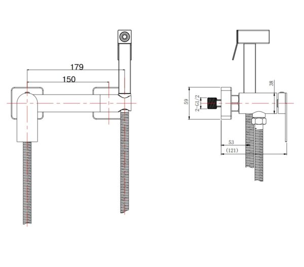 Змішувач для гігієнічного душу KOER KI-24015-02 з нержавіючої сталі SUS304 (Колір нержавіюча сталь)