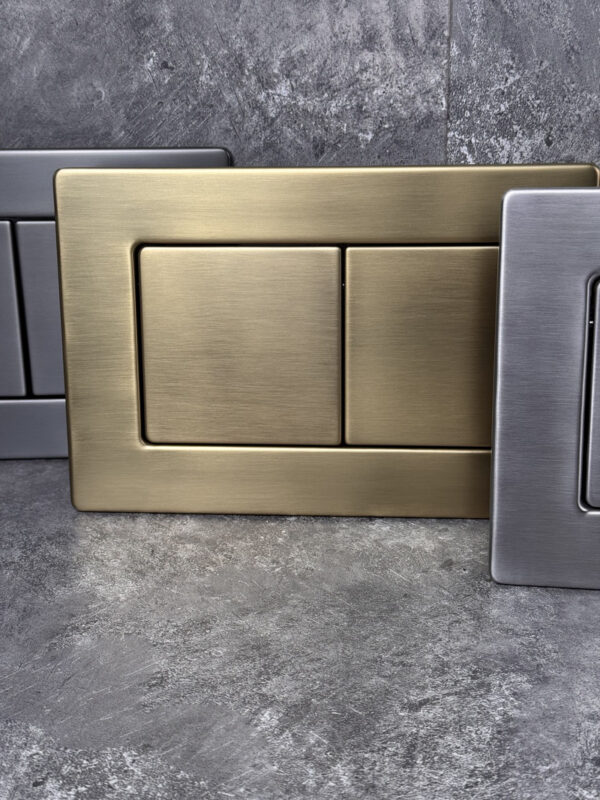 Панель змиву KOER KT-0612-12 240x160x10mm з нержавіючої сталі, кнопка квадратна (колір матове золото)