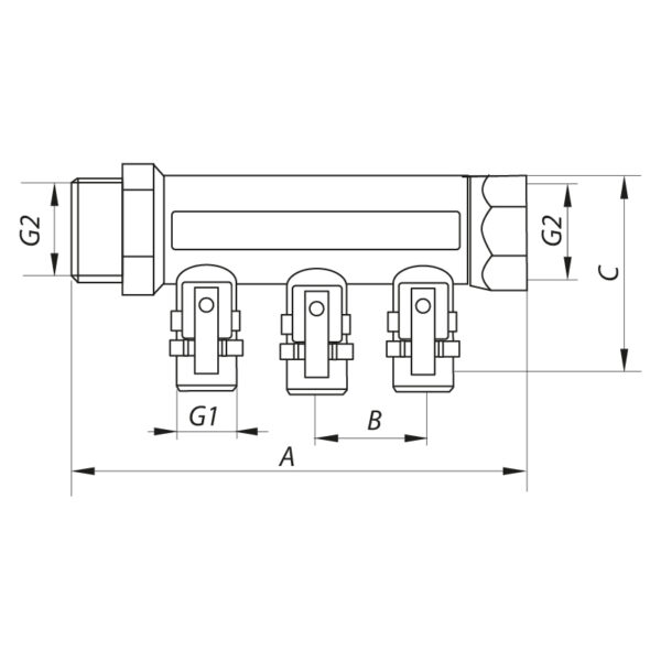 Колектор для теплої підлоги на 2 контура Koer KR.1126-2 1"x2 ways