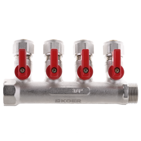 Колектор з кульовими кранами та фітингом Koer KR.1125-4 - 3/4”x4 Ways Колектор з кульовими кранами та фітингом Koer KR.1125-4 - 3/4”x4 Ways
