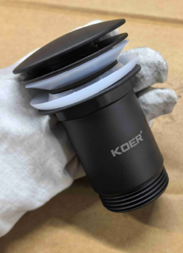 Донний клапан для раковини з переливом KOER PW-07-05 автоматичний (Click-Clack) (Колір чорний) 1 1/4'' Донний клапан для раковини з переливом KOER PW-07-05 автоматичний (Click-Clack) (Колір чорний) 1 1/4''