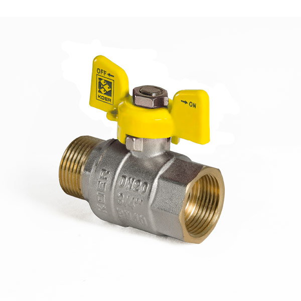 Кран кульовий KOER KR.218.G - 3/4" FM ГШМ YELLOW, ручка "метелик" жовта Кран кульовий KOER KR.218.G - 3/4" FM ГШМ YELLOW, ручка "метелик" жовта