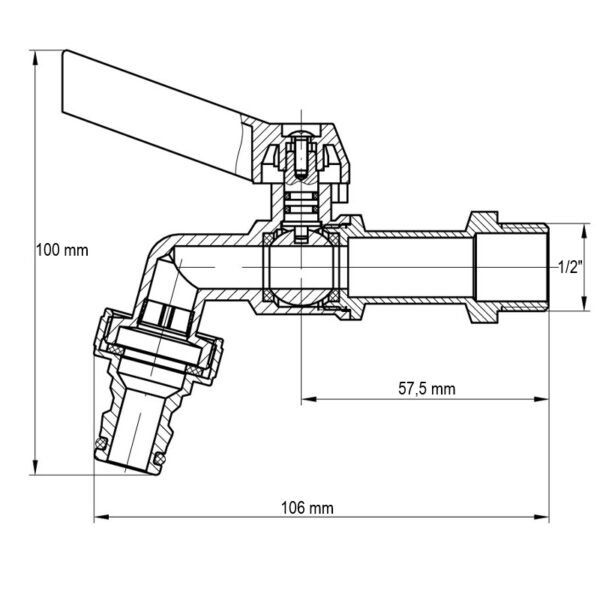 Кран поливу з конектором для швидкого підключення KOER KR.259 - 1/2" Кран поливу з конектором для швидкого підключення KOER KR.259 - 1/2"