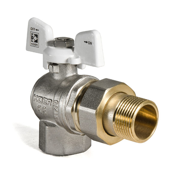 Кран з американкою 3/4" (Koer KR.228.W) кутовий білий Кран з американкою 3/4" (Koer KR.228.W) кутовий білий