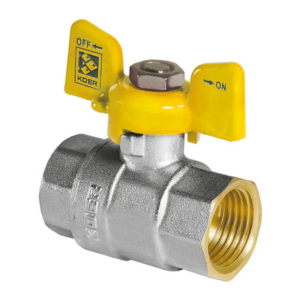 Кран кульовий KOER KR.217.G - 1" FF ГГМ YELLOW, ручка "метелик" жовта Кран кульовий KOER KR.217.G - 1" FF ГГМ YELLOW, ручка "метелик" жовта