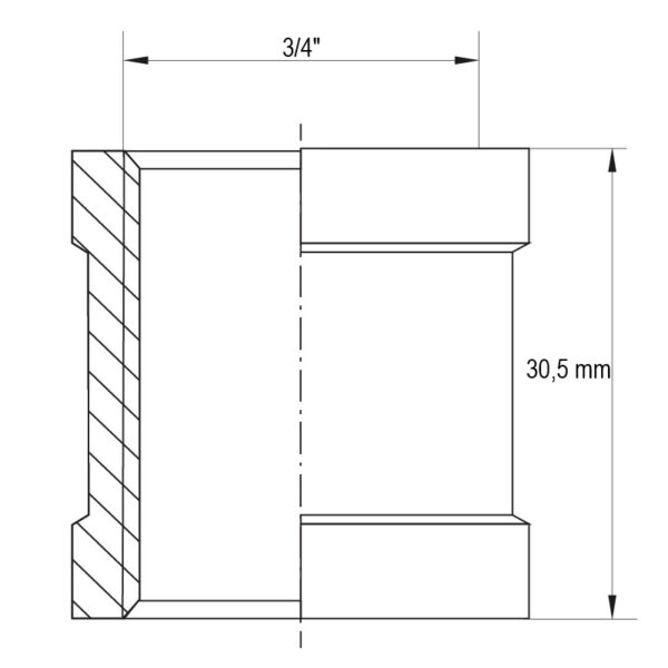 Муфта Koer KF.C08.WN - 3/4" без нікелю Муфта Koer KF.C08.WN - 3/4" без нікелю