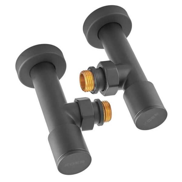 Комплект кранів рушникосушарки кутовий M1/2''xM1/2'' подовжений KOER KR.SET.535 BLACK Комплект кранів рушникосушарки кутовий M1/2''xM1/2'' подовжений KOER KR.SET.535 BLACK