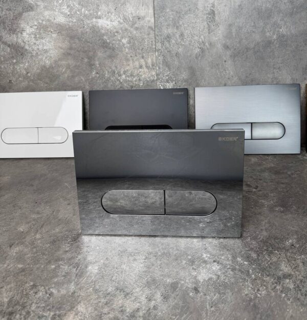 Панель змиву KOER KT-0608-07 240x160x10mm пластикова, кнопка закруглена (колір графіт)