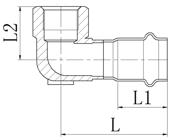 Коліно 90° ВР KOER KQ.L2206F PRESS-INOX AISI 304 22x1/2" Коліно 90° ВР KOER KQ.L2206F PRESS-INOX AISI 304 22x1/2"