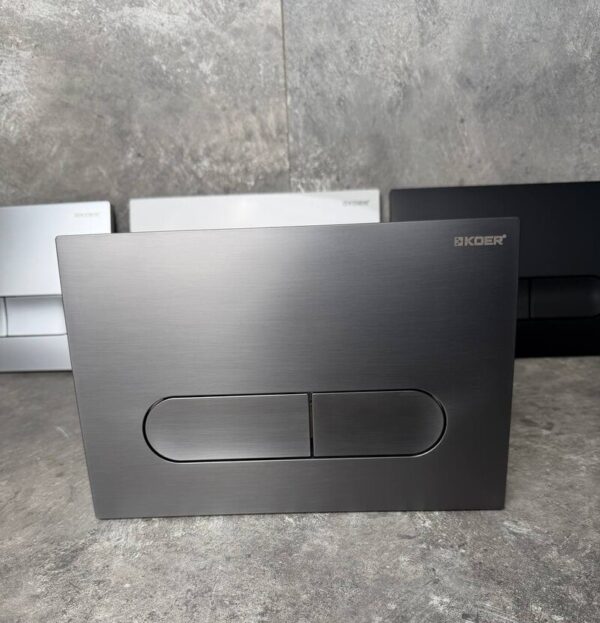 Панель змиву KOER KT-0608-07 240x160x10mm пластикова, кнопка закруглена (колір графіт)